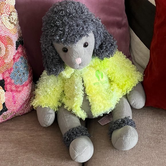 RUSS BERRIE Retired Brigette Gray Poodle Plush Neon Yellow Jacket Deer Valley - Picture 5 of 8